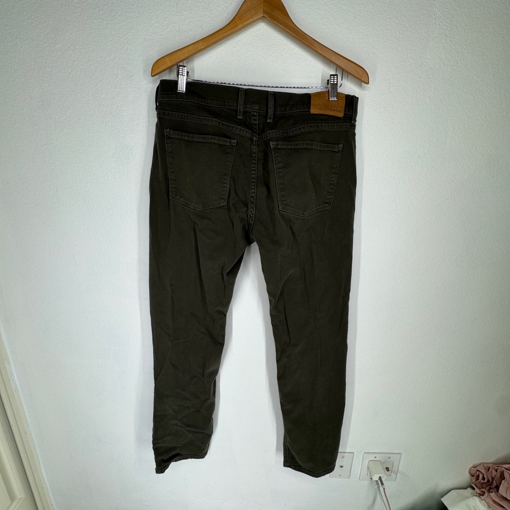 Mott & Bow Slim Fit Jeans Mens 35x32 Olive Green Stretch Denim Pants - Picture 6 of 7